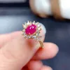 Cluster Rings Boutique Jewelry Lady 925 Sterling Silber eingelegter natürlicher Rubinring unterstützt das Testen