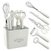 Outils de fruits et légumes Gadgets blancs Ensemble combiné avec support de rangement Éplucheur Ciseaux Batteur à oeufs Couteau à fruits Ouvre-bouteille Maison Légumes Outil de cuisson 230511