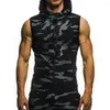 Men's Tank Tops Spring Fashion Hooded Top Men Hoodie Sweatshirt Camouflage Hood Men's Hoodies Vest Summer Gym Fitness Mesh Zip Up Sleeve