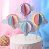 Forniture festive 6Pcs Cake Stick Cartoon Air Balloon Design Insert 3D Paper Balloons Cloud Toppers Decoration