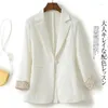 Kadınlar Suits Kadınlar Blazer Beyaz İnce Üç Çeyrek kollu takım elbise ince basit ceket kadın 2023 Yaz Kore moda