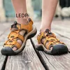 Sandalen heren slippers mode casual flats schoenen explosieve top zomerlaag cowhide plus size strand s in producten 230510