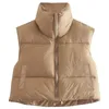 Gilet Donna Inverno Caldo cotone imbottito Piumino Crop Gilet Colletto alla coreana Piumini leggeri a doppia faccia Giacca senza maniche Parka