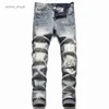 Jeans de designer Jean Amirres Denim Hommes Pantalons Marque Style Blue Hole Imprimer Slim Fit Pieds élastiques Mode 0BLZ