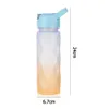 600ml Large Capacity Water Bottle Straw Cup Plastic Water Cup Rainbow Gradient Frosted Outdoor Sports Student Couple Cup Kettle