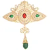 Brosches stift stor marockansk stil smycken brosch klassisk guld kristall ihålig med strass arabisk bröllop