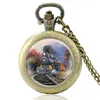 Pocket Watches Steampunk Locomotief Design Vintage Quartz Watch Pendant Clock Men Women Punk Style Glass Dome Necklace Gifts