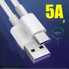 5A USB Type C Fast Charge Cable 1M 3ft 1,5M 2M 10ft SUPER Snabbladdning 100W QC -sladd för Huawei Xiaomi Samsung S23 Max Smart Phone Data Transfer Charger Line i OPP Bag