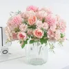 Decorative Flowers 1Bundle Peony Bouquet Home Decoration Accessories Wedding Party Scrapbook Fake Plants DIY Pompons Artificial Roses