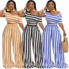 Designers Women Clothes 2023 fashion open navel striped wide leg pants two-piece suit Recommend