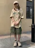 Dames shorts Celana Pendek Kargo Hijau Hippie Streetwear Jepang Houzhou Khaki oversize Harajuku Wanita Kpop Bergaya Longgar 230510