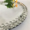 Feestdecoratie 18 stcs) groothandel bruiloft evenement servies type ronde zilveren kristal acryl spiegelladerplaten met diamanten stenen velg