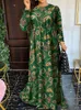 Casual Kleider 2023 VONDA Party Kleid Frauen Herbst Böhmischen Langarm Plissee Maxi Robe Lose Blumen Gedruckt O Neck Urlaub vestidos