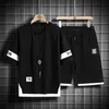 Mens Rastreeiros de verão Black White Tracksuits para masculas Sets Sleeves Scorts Sportswear Brand Sporting Sporting Sporting Oversize 5XL 230511