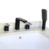 Robinets de lavabo de salle de bain 4pcs Balck moderne mélangeur à eau froide robinet de douche 58 Tap de lavabo en laiton avec accessoires pour el