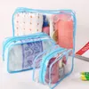 여행 PVC 화장품 가방 레이디 투명한 명확한 지퍼 메이크업 백 주최자 목욕 세척 토트 핸드백 케이스.