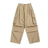Men's Pants Multi-Pocket Cargo Pants Mens Safari Style Solid Color Pleated Loose Straight-leg Pants Elastic Waist Casual Trousers Men 230512