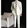Mäns kostymer lyxigt enkelt företag för män dubbelbröst formell casual klänning 2 stycken kvalitet fast färg smal kostym homme
