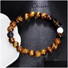 Chain White Turquoise Tiger Eye Natural Beads Bracelets Energy Strand Round Stone For Women Brand Jewelry Wholesale Drop Deli Dhgarden Dhwk2