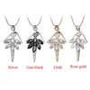 Pendant Necklaces Fashion Ballet Girls Dancer Necklace Crystal Rhinestone Charms Ballerina Long Chain Statement Jewelry Chri Dhgarden Dh26F