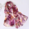 Halsdukar lyxigt tryck chiffong georgette halsduk kvinnor foulard strand lång sjal 2023 sommarsilk elegant bandana