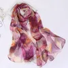 Scarves Luxury Print Chiffon Georgette Scarf Women Foulard Beach Long Shawl 2023 Summer Silk Elegant Bandana