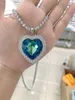 Pendant Necklaces Simple Titanic Heart Of Ocean Necklace Blue Crystal Love Forever For Women Wedding Party Cosplay Jewelry