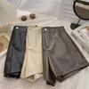 Femmes Shorts en cuir Pu femmes automne solide taille haute Y2k esthétique pantalon vêtements Ropa Mujer Streetwear élégant pour dames rétro 230512