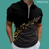 Мужские летние рубашки Polos Европейская и американская модная цифровая печатная рубашка стиля на молнии s 230511