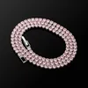 Fashion Colorful Zirconium 3mm Tennis Chain Necklace Ins Men Women Neck Choker Chain Street Versatile Black Pink Cubic Zirconia Cz Stone Jewelry Accessories Gifts