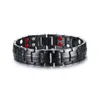 Chain FINE4U B387 Double Row Punk Health Magnetic Bracelet Men's Jewelry Hand s Bijoux Black Plated 230511