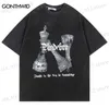 T-shirt da uomo T-shirt vintage da uomo Streetwear Hip Hop Stampa grafica Maglietta lavata Maglietta punk gotica oversize 2023 Top moda Harajuku T230512