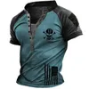 RUKAS Chemise Henley T-shirt Reglan Motif Contraste Couleur Crâne Col Pilier Jaune Rose Militaire Vert Bleu Impression 3D Grande Taille Extérieur Décontracté