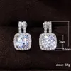 Fashion Silver Color CZ Stud Earrings for Women Bling Bling White Cubic Zirconia Statement Earring Hot Sale Jewelry