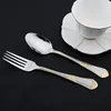 Dinnerware Sets 6People Set 18/10 Stainless Steel Tableware Vintage Gold Knife Fork Tea Spoon Silverware Kitchen Flatware