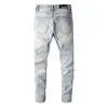 2023New Desigenr Personlig Fashion Street Cowboy Casual Pants Micro Elastic Cotton Youth Blue Splash Paint Tight Jeans 2W60