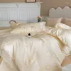 Bedding Sets High End Wedding Set Luxury Egypt Cotton Princess Lace Flower Embroidery Duvet Cover Bed Sheet Pillowcase Home Textile