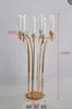 Candelabros 8pcs) Centros de mesa de decoración de bodas Candelabros de metal de 110 cm de altura Candelabros de boda Candelabro Soporte de flores Acrílico