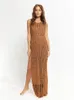 Roupas de banho 2023 biquíni de crochê branca de biquíni encobertos sexy hollow out vestido de malha com franjas femininas de verão use maiô de nadar