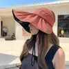 Brede rand hoeden vrouwen zomer zon hoed opvouwbare grote lege top UV -bescherming vrouwelijke strand zonnebrandcrème cap
