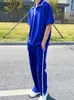 Y2K T-shirt Men's Blue Tracksuits Juspinice Casual Pants Two-piece Men's Personality Drape Loose Sports Suit Summer Matching Set Men's Clothing 230511