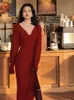 Robes décontractées épais hiver femmes robe 2023 automne pull femmes à manches longues tricoté Maxi Vintage surdimensionné tricot