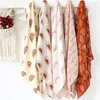 Filtar Swaddling Baby Born Wrap Eucalyptus Lämna tryckt organisk bambu bomull Muslin Swaddle Bedding Cover Born 230512