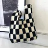 Evening Bags Female 90s Fashion Aesthetic Y2k Crochet Japanese Knot Bag Knitted Woven E Girl Emo Checker Harajuku Stylish Small Pouch