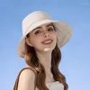 Wide Brim Hats Fashion Women's Panama Cap Summer UV Protection Sun Hat Bowknot Bucket For Female Outdoor Fisheman Beach Caps