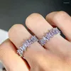 Anéis de casamento coreanos simples roxos de zircão de zircão feminino temperamento feminino de abertura personalizada de design exclusivo irregular ajustável