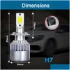 Autres pièces automobiles 1Pair Est Price Cob C6 Real 7600Lm 120W Led Car Headlight H1 H3 H4 H7 9003 9004 9005 9006 Kit Hi/Lo Light Bbs 6000K Dhztl