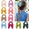 Cotton Fable Bows Elastic Hair Bands 4" Women Scrunchies Cute Bunny Ear Hair Ties Rope Hair Rubber Bands Girls Headwear