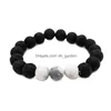 Perline Trendy 10Mm Braccialetti di pietra lavica nera Chakra Healing Nce Yoga Bracciale perline per donna Stretch Charms Occhio di tigre Jewe Dhgarden Dhkhy