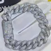 Link Bracelets Hip Hop 18mm Cuban Diamond Bling Bangles Jewelry Chunky Gold White Iced Zircon Mens Luxury